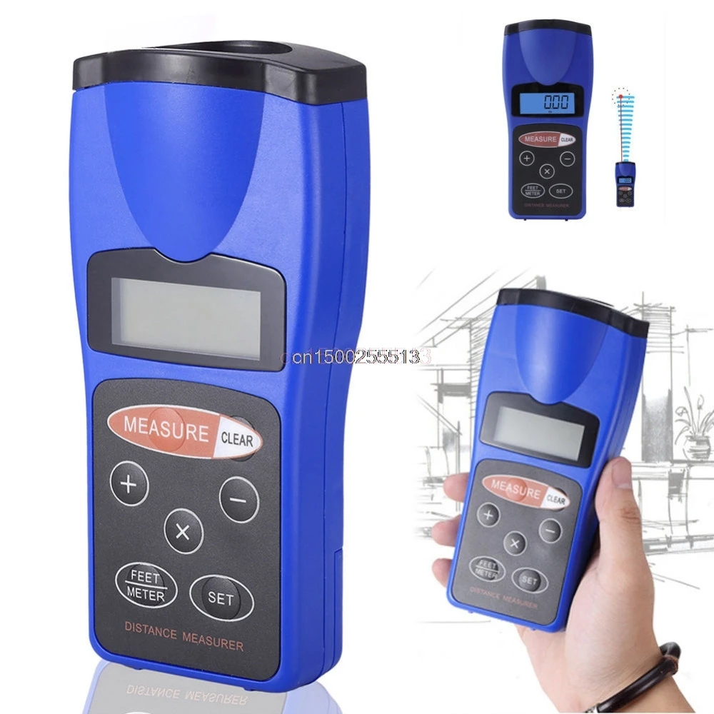 

Ultrasonic Distance Measurer 18M LCD Ultrasonic Laser Pointer Distance Measurer Range Finder Diastimeter New