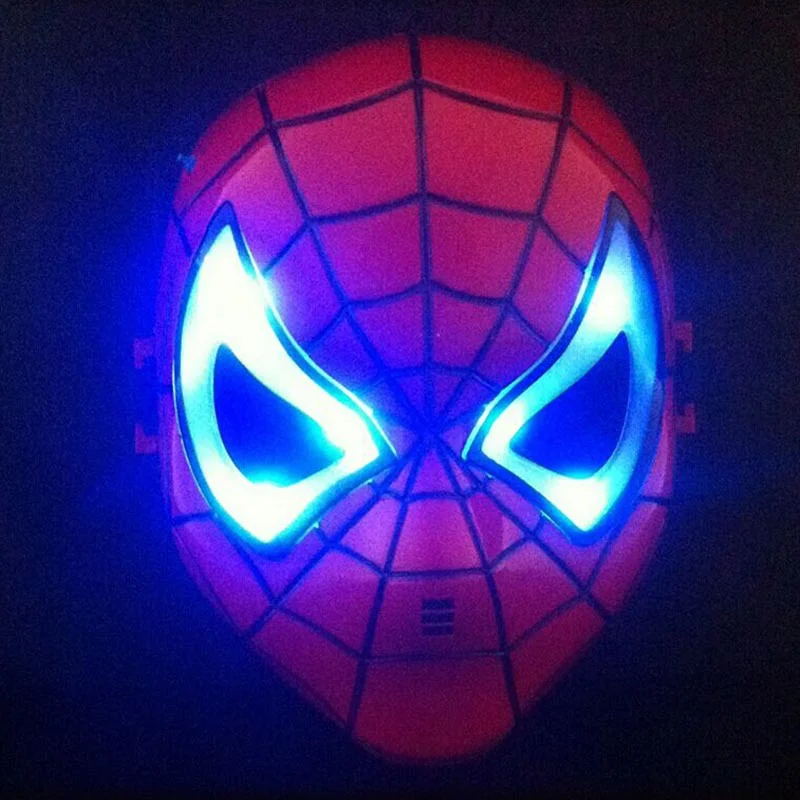 Светодиодный светящийся маска Человека-паука на Хэллоуин супергерой детская светящаяся маска с героями мультфильмов Человек-паук Маска