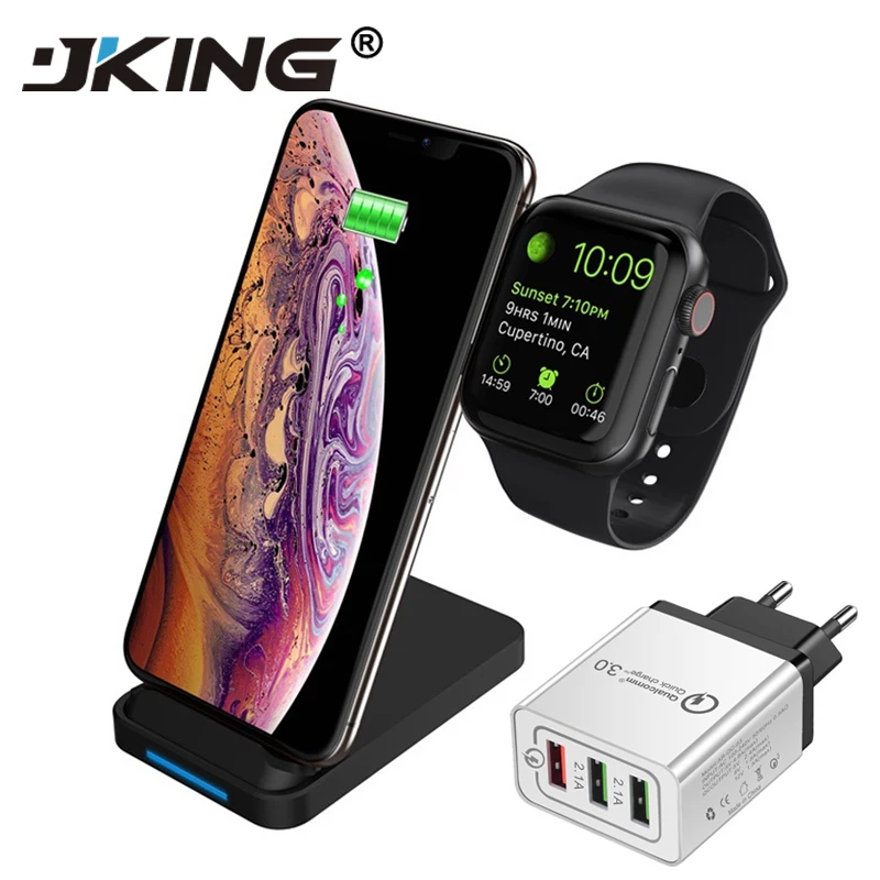 

15W Qi Wireless Charger Stand For Iphone X 8 Xiaomi Fast Wireless Phone Charger Dock Station For Apple Airpods Watch 4 3 2 1