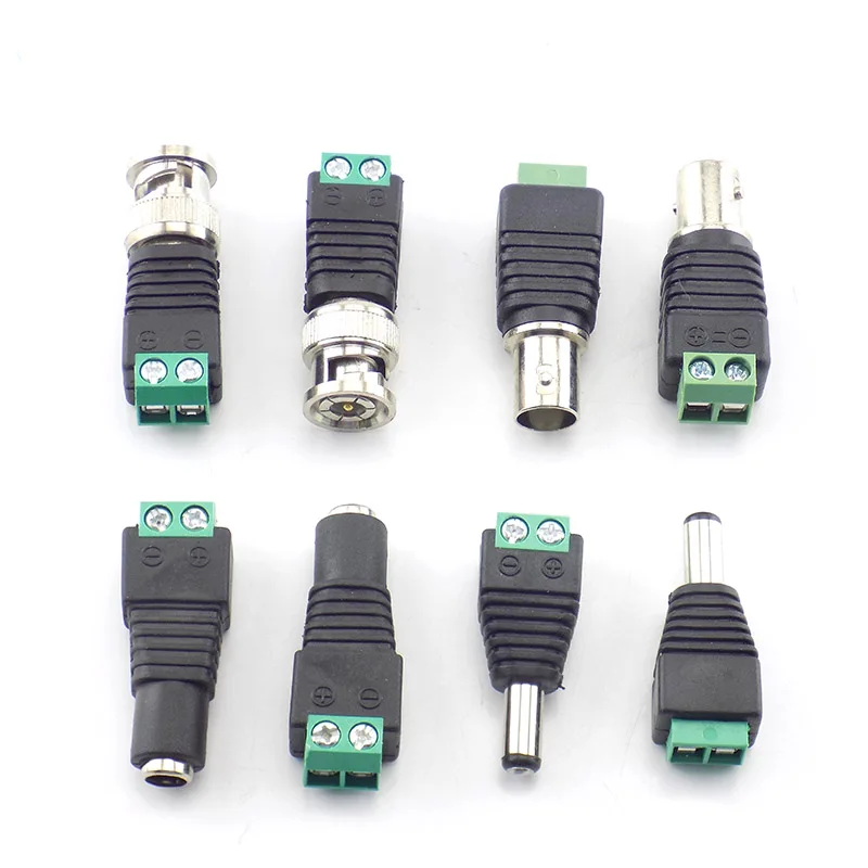 5pcs BNC DC male female power supply Connector 5.5X2.1MM Connectors Coax Cat5 adapter 12V Male CCTV Camera for Led Strip Light