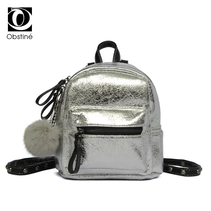 

Mini Backpacks for Girls PU Leather Silver with Sequins Backpack Female Small Bagpack Women Multifunctional Daypack Shoulder Bag