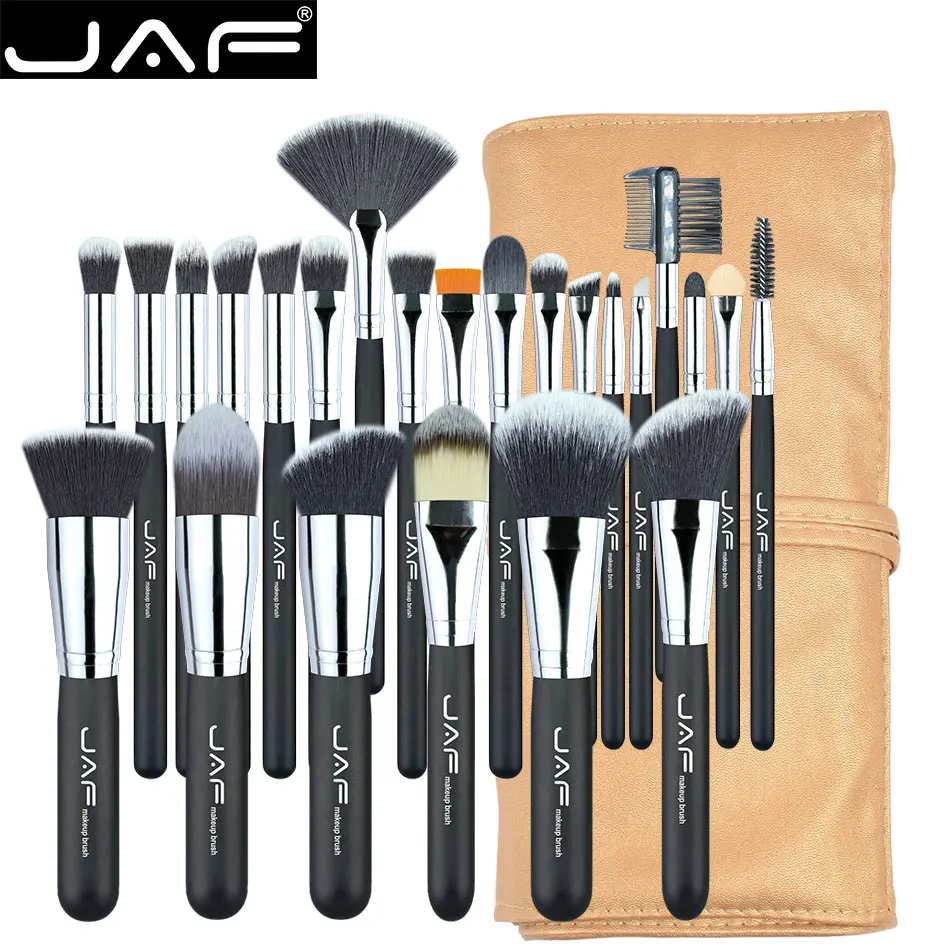 

JAF Brand 24 pcs Hair Makeup Brush Set High Quality Professional Makeup Brushes Synthetic kabuki brush With Leather Pouch 4000