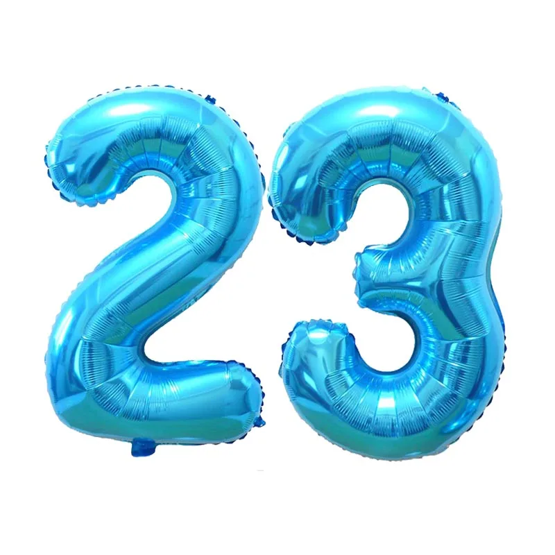 2 шт. 32/40 дюймов Стразы образуют цифру «воздушный шарик из фольги в форме цифровой 18 20 21 30 40 50 60 день рождения/воздушные шары с днем рождения вечерние взрослых украшения - Цвет: blue 23