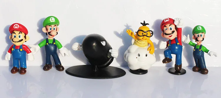 18pcs/lot cute Super Mario Bros yoshi dinosaur Peach toad Goomba PVC Action Figures model doll toys