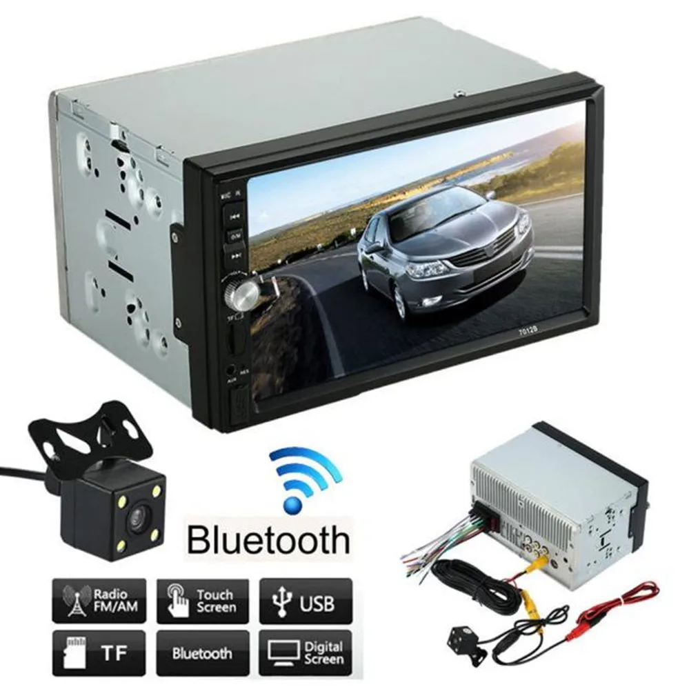 

7 inch big HD screen Double 2 Din Car Stereo MP5 MP3 Player Radio Bluetooth USB AUX+Parking Camera+1080P movie player+ Bluetooth