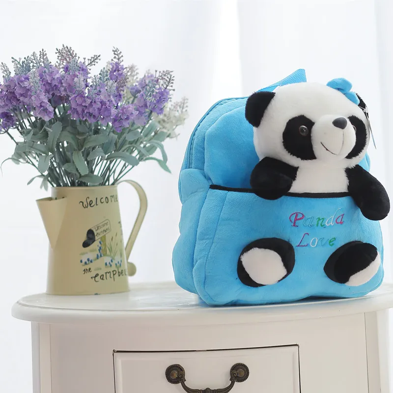 Plush Panda Doll Backpack 2-in-1 Toddler Kindergarden Schoolbag Kids Overnight Bag Kawaii Panda Toy 7 Colors 18