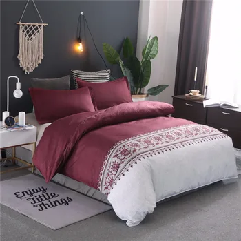 

Nordic Style Bed Cloth Solid Floral Bed Linen Set Pillow Sham Duvet Cover Bed Cover Adult's Bedding Set King Queen