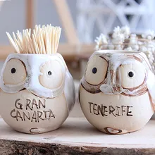 Винтажный керамический держатель для зубочисток с рисунком совы, бак для зубочисток, ведро для зубочисток, держатель для хранения, домашний обеденный стол, Декор