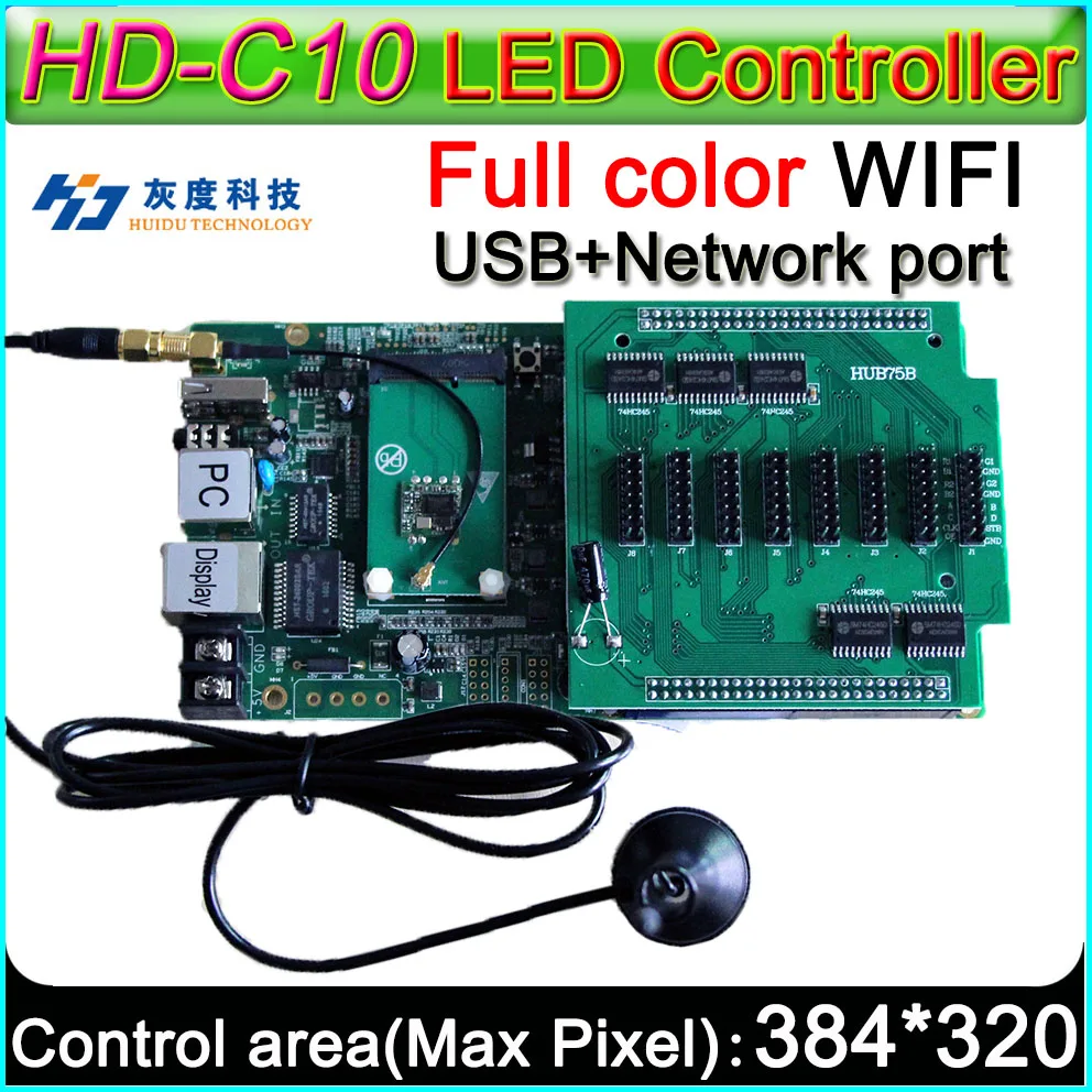 

Wireless WIFI controller On board Flash 4GB, HD-C10 Full color Asyn LED display control card P3 P4 P5 P6 P8 P10 LED display