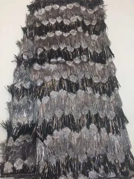 

Best selling latest African lace French lace Nigeria lace fabric wedding dress high quality shiny tassel