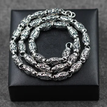 

S925 silver six Buddhist mantra Necklace Silver retro men chain safety special offer rough domineering