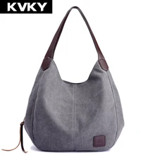 Kvky бренд Для женщин холст Сумки Высокое качество Женские Вместительные сумки один Сумки на плечо Винтаж Твердые multi-карман дамы Мужская тотализаторов Bolsas