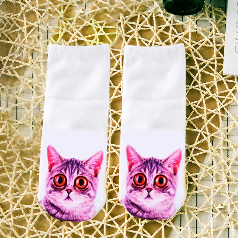LNRRABC Забавные милые женские повседневные носки для девочек с 3D принтом кота низкие носки для лодыжки женские аксессуары