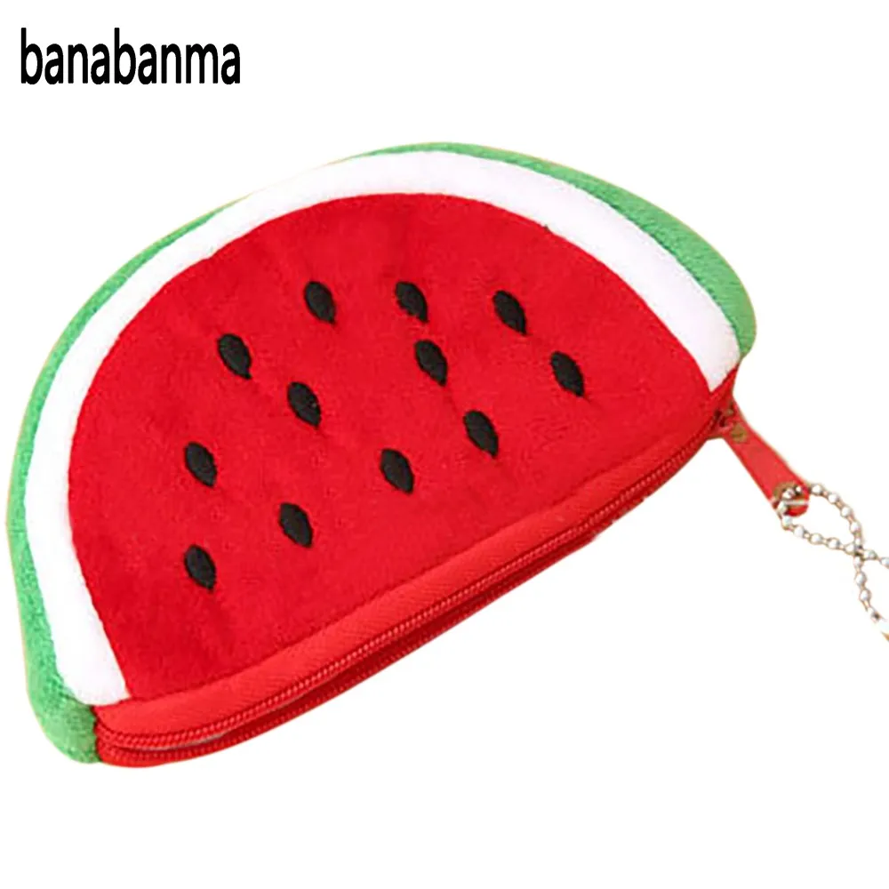 Banabanma новый женский кошелек для монет милый плюшевый Кошелек на молнии с арбузом
