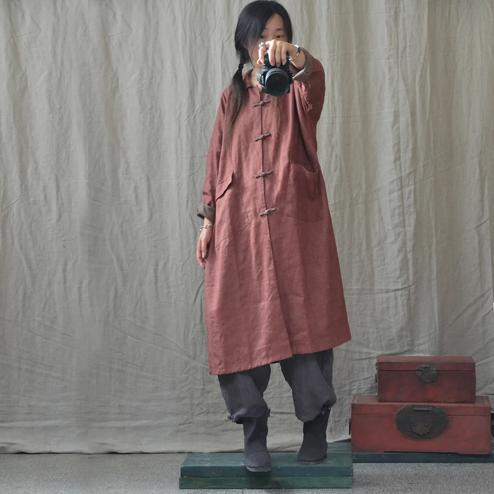 Rétro Couleur Manteau La Down Tranchée Col Manteaux Pardessus Outwear Automne Femmes Solide Patchwork Vintage Main Bouton Turn Femme Noir orange À kXZwOiuPT