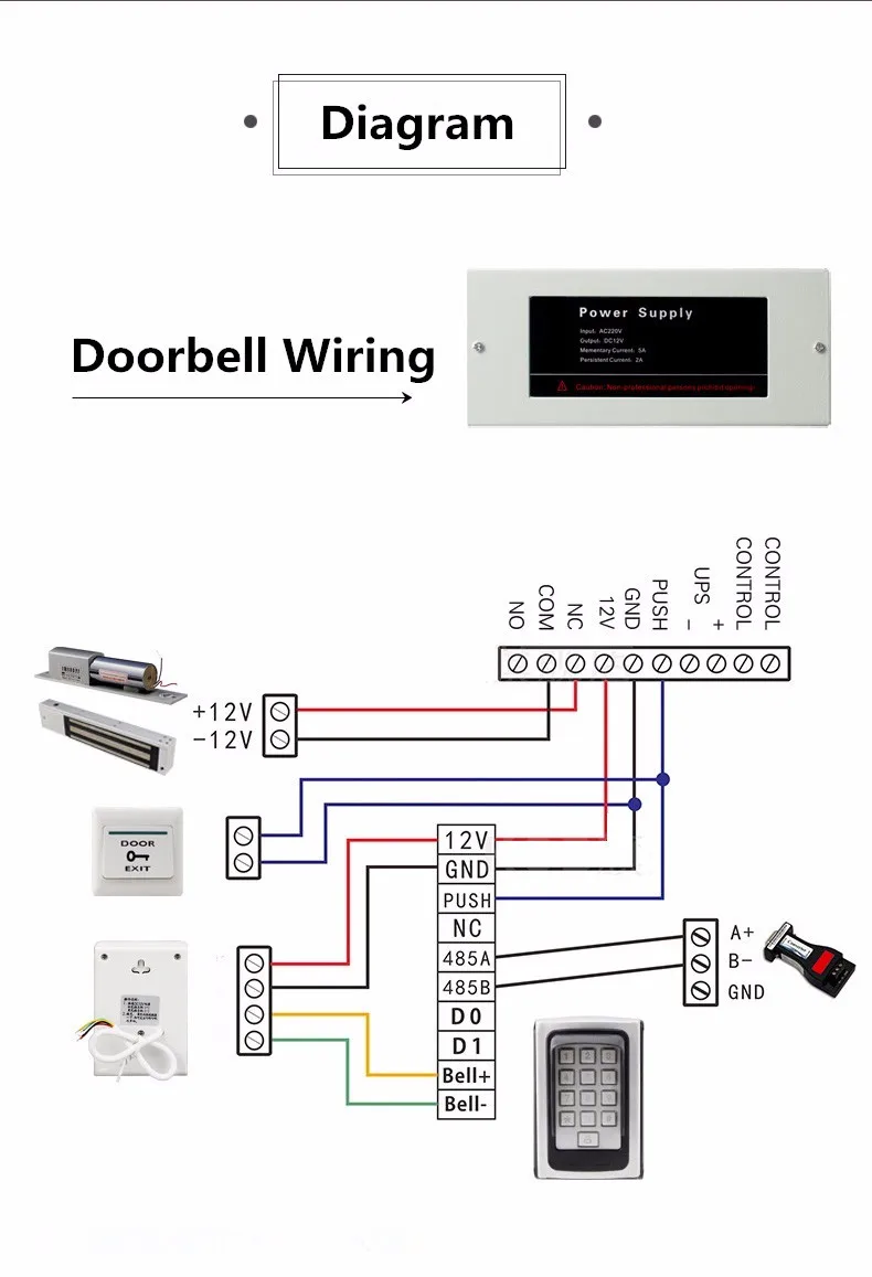 2 шт DC12V Ding-Dong музыкальный проводной дверной звонок Колокольчик для домашнего офиса без батареи электронный