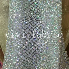 5 ярдов HL319 Блестящий серебряный узор клееный принт Блестящий тюль сетчатая ткань для вечернего платья/вечерние/свадебные