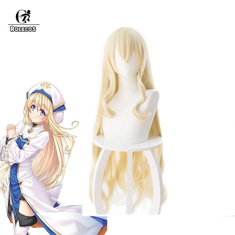 

ROLECOS Goblin Slayer Onna Shinkan Cosplay Headwear Women Cosplay Hair 100CM Blonde Long Hair Heat Resistant Synthetic Hair