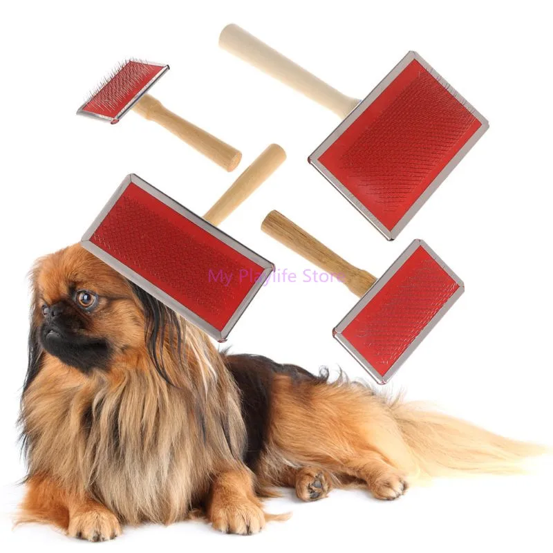 

Pet Grooming Needle Comb Shedding Hair Remove Brush Wood Handle Massage Tool Combs Dog Cat Cleaning Supply S/M/L/XL C42