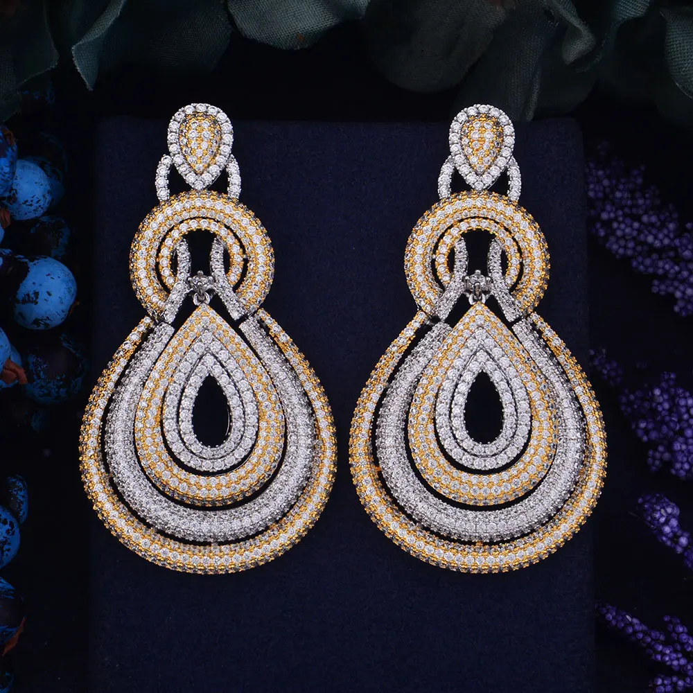 

GODKI 67mm Luxury Trendy Water Drop Clear Cubic Zirconia Naija Nigerian Wedding Bridal Party Earring Fashion Jewelry for Women