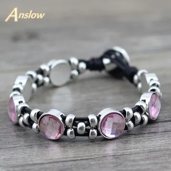 

Anslow Vintage Retro Friendship Bracelets Best Friend Wedding Birthday Women Leather Feminino Feather Bracelet Jewelry LOW0528LB