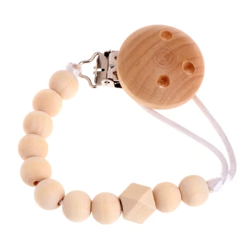 

Baby Toddler Dummy Pacifier Soother Nipple Wooden Chain Clip Holder Drop Shipping
