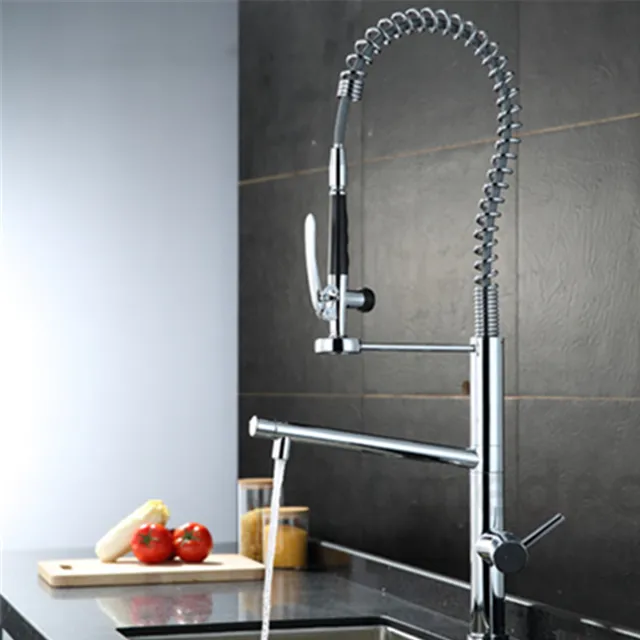 Best Quality Water Tap Kitchen Brass 360 Degree With The Rotation Of The Tap Two Spouts Kitchen Faucet With Shower Head Tap