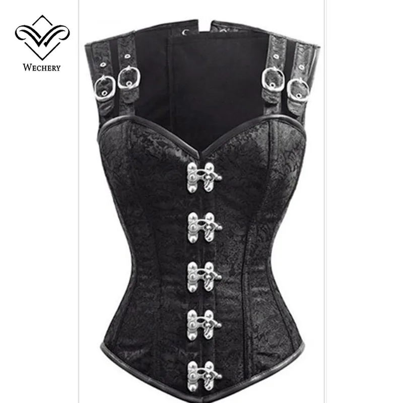 Corset Steampunk Corsets and Bustiers Slimming Gothic Corsage Corselet Corsets Sexy Black Strap Corset Steel Boning Bustier