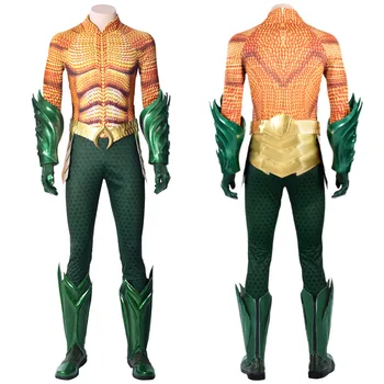 

DC Justice League Aquaman Arthur Curry Cosplay Costume Full Outfit Halloween carnival New Year Costumes For Adult