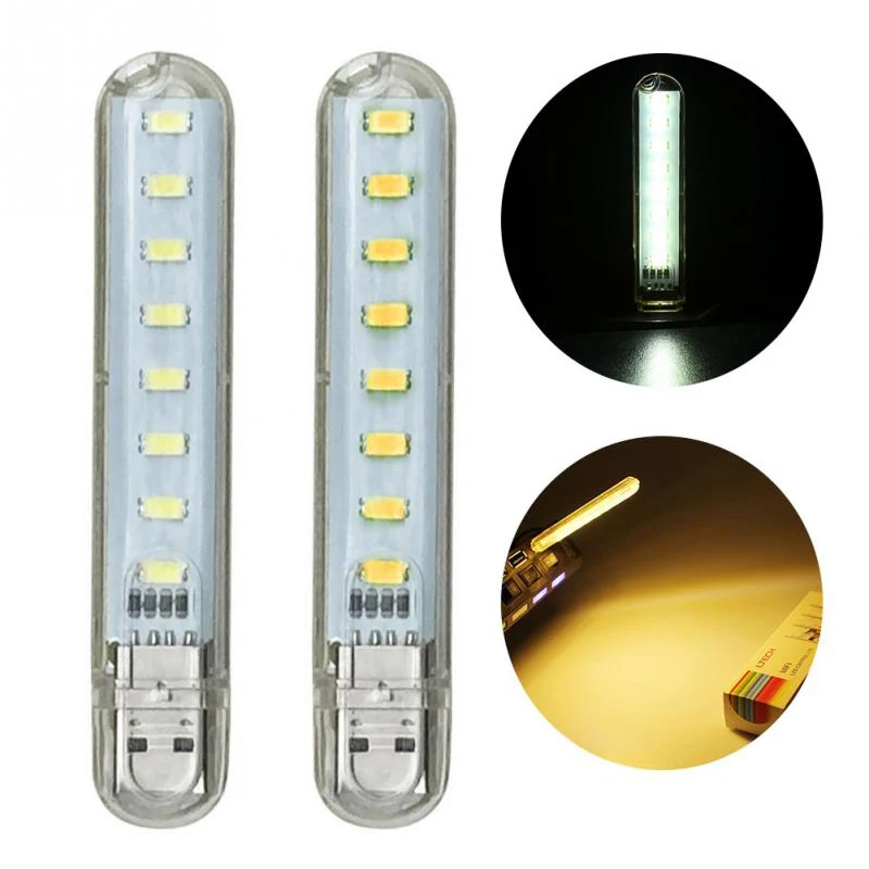 

1Pcs Mini USB LED lamp Book lights 8 LEDs 5730 SMD Camping Night light For PC Laptops Notebook Mobile Power Charger Reading bulb