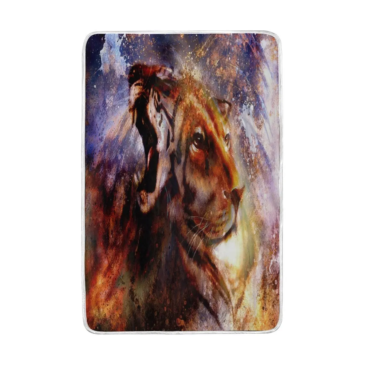 Vintage Tiger Face Blanket Soft Warm Cozy Bed Couch Lightweight Coral