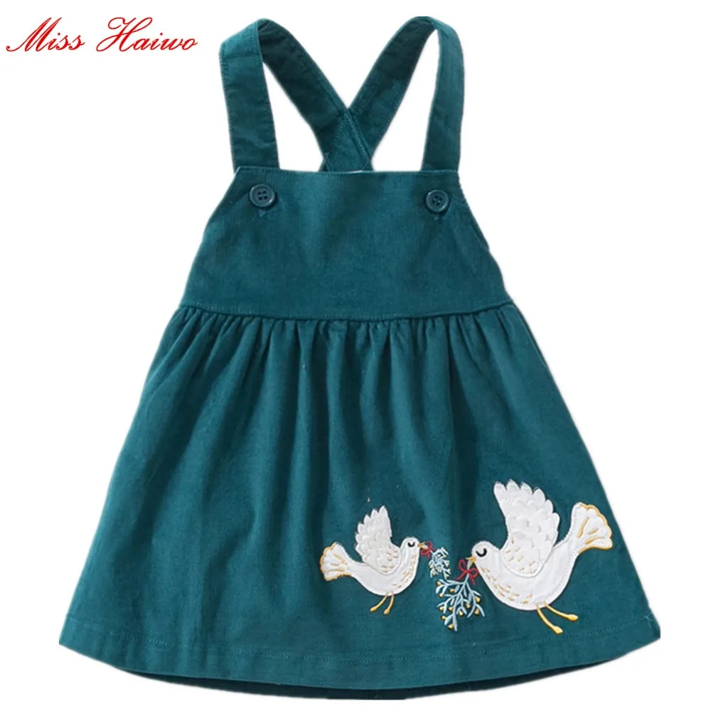 

Miss Haiwo children brand 2019 Autumn Spring baby girls Corduroy Birds Flower X'mas girls kids vest dress dresses clothing cloth