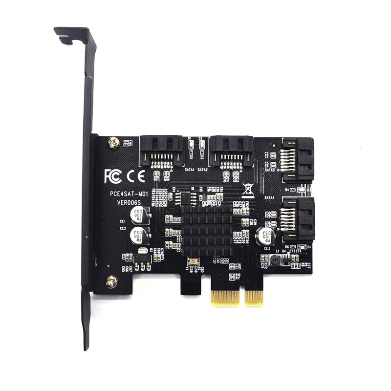 

4 Ports PCI-e to SATA 3.0 Expansion Controller Card 6G SATA3.0 PCI Express Adapter Marvell 88SE9215 Chip for Computer PC HDD SSD