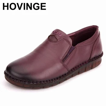 

HOVINGE Fashion Women Shoes Genuine Leather Loafers Women Casual shoes Handmade Soft Comfortable Shoes Women Flats