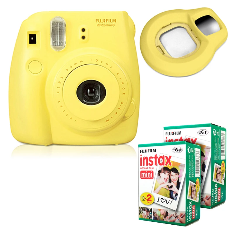 Fujifilm Instax Mini 8 мгновенная камера-желтый+ Fuji белый край 40 пленка+ объектив крупным планом-желтый