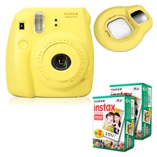 Fujifilm Instax Mini 8 мгновенная камера-желтый+ Fuji белый край 40 пленка+ объектив крупным планом-желтый