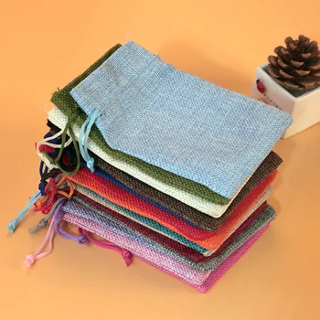 

100pcs 10x14cm Drawstring Packaging Linen Bag Grocery Gift Jute Bag Storage DIY Wedding Party Event Decor Jewelry Packing Bag