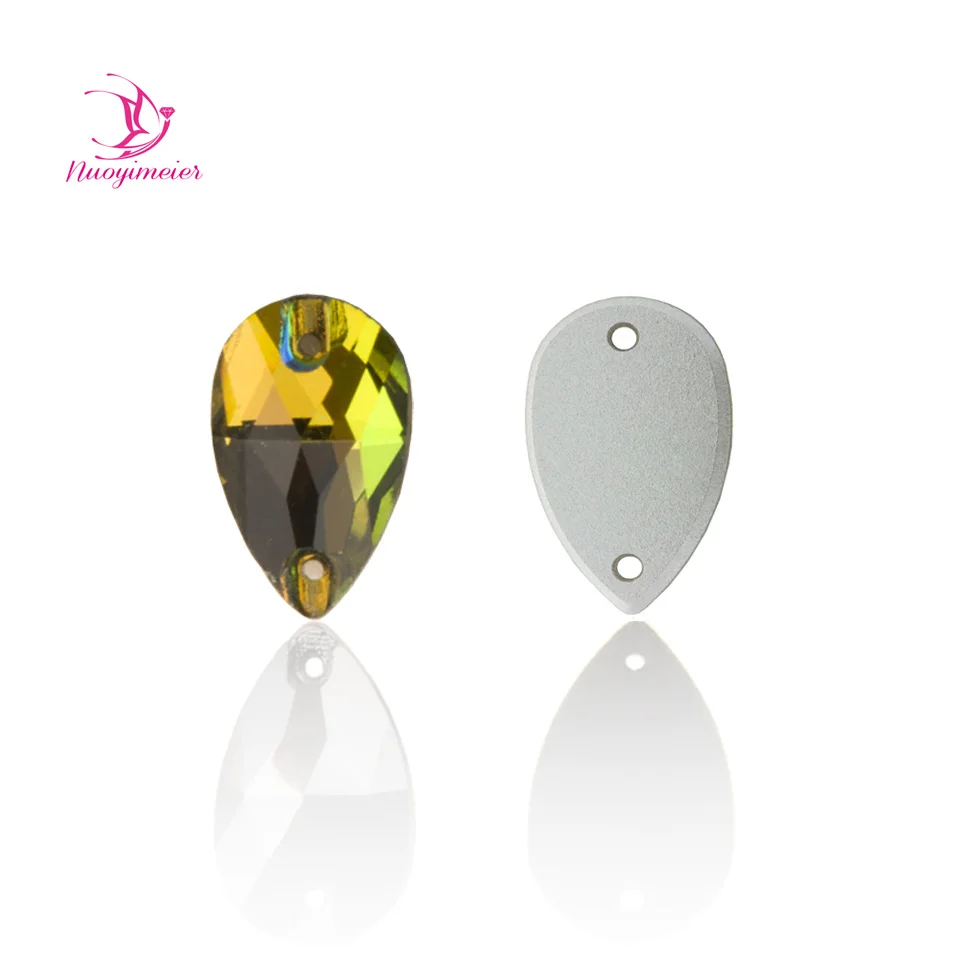 

A3230 Drop Rainbow Rhinestone Sew On Crystal Glass Stones Different Sizes Flatback Sewing Accessories For Clothes Dress