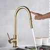 Pull Out Sensor Kitchen Faucet  Brushed Gold Sensitive Touch Control Faucet Mixer For Kitchen Touch Sensor Kitchen Mixer Tap ► Photo 3/5