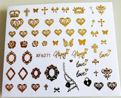 Модные 3D золото для ногтевого дизайна наклейки на заднюю часть клея наклейки для ногтей Советы красоты DIY - Цвет: 6271