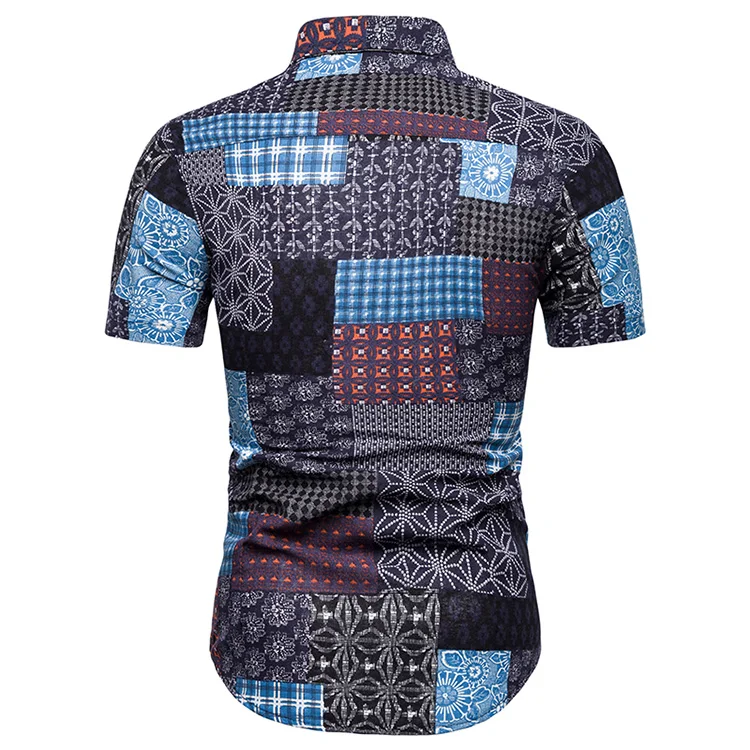 MarKyi Лето 2019 г. новый цветочный принт мужские рисунком рубашки для мальчиков плюс размеры 5xl короткий рукав slim fit платье рубашка в китайском