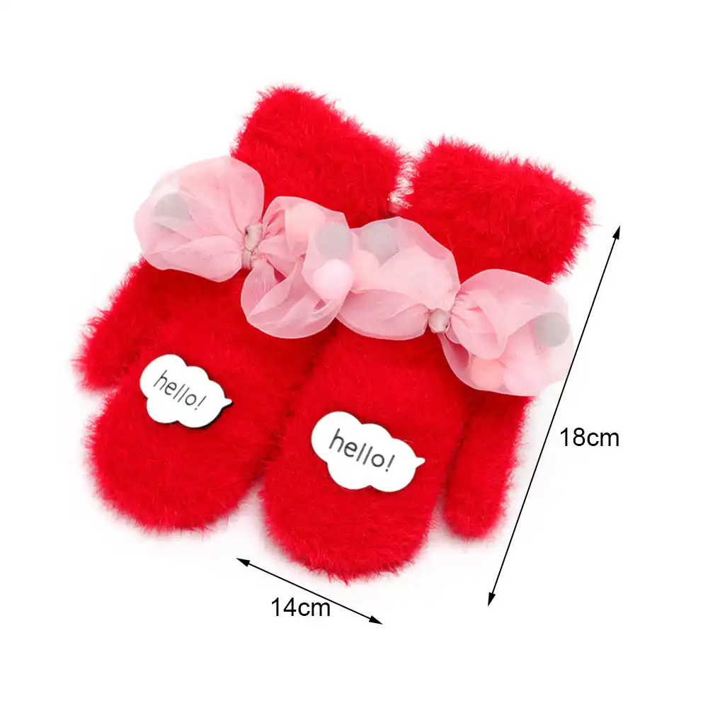 Rabbit Hair Kids Gloves Fur Wool Soft Knitted Cartoon Villain Winter Hand Mitten
