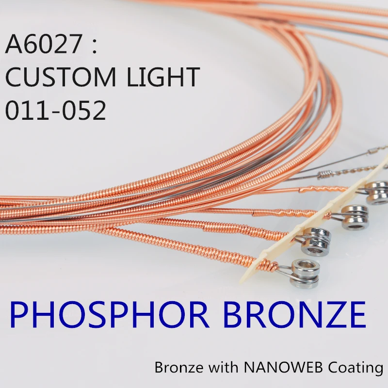 

Acoustic Guitar Strings A16027 011-052 Custom Light Phosphor Bronze Coating Long Life Acoustic Wound Guitar Strings