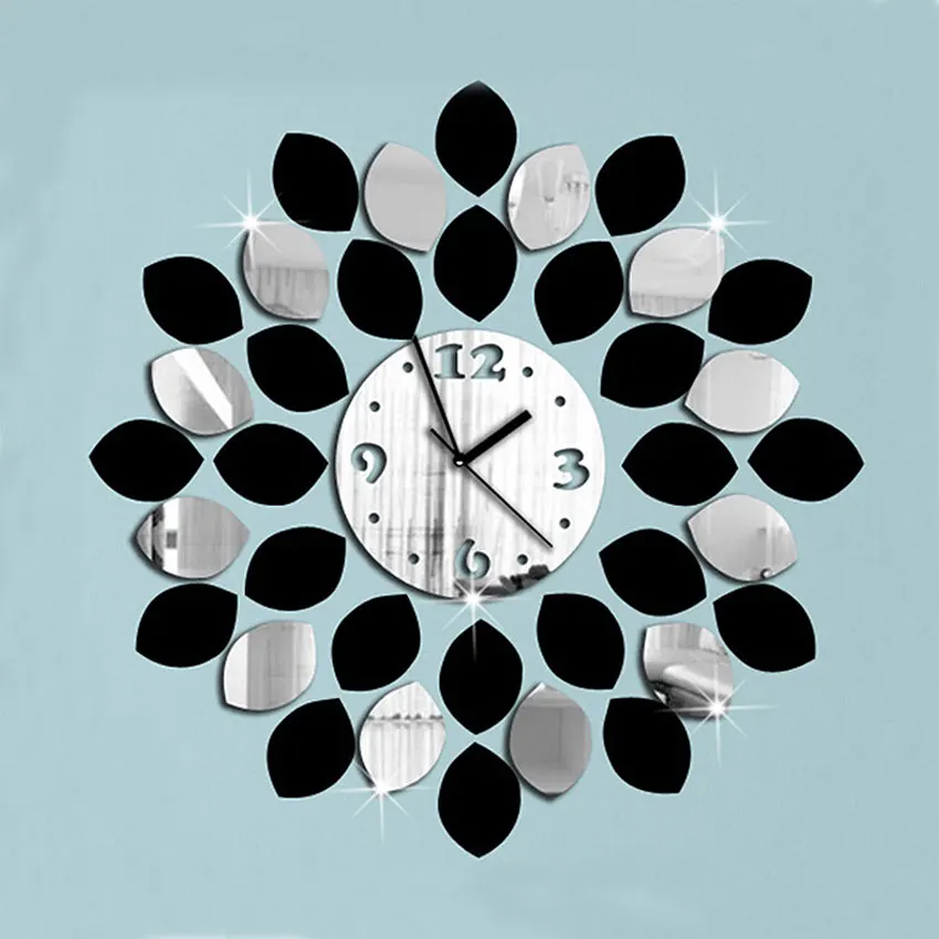 

Double-color 2015 new 3D Home decoration watch wall stickers home decor vintage mirror wall clock modern design for kids rooms