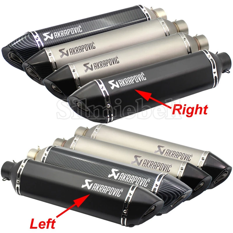 

570mm Length 51mm 61mm Inlet Universal Escape Akrapovic Motorcycle Exhaust Racing Modified Muffler scooter Pipe Left Right Side