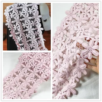 

3Meters Super Wide Pink Flowers Lace Trim Knitting Wedding Embroidered Diy Handmade Patchwork Ribbon Headdress Sewing Supplies