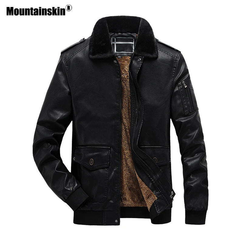 Mountainskin 2020 зимние мужские кожаные куртки повседневные Бархатные Теплые пальто с
