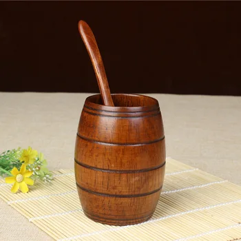 

Natural wooden beer cup teacup classical belly cup W8648