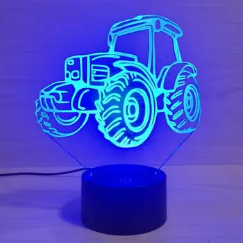 

Christmas gift 3d Light Luminaria De Mesa Kids 3D Night Light Tractor remote control 7 color change desk lamp