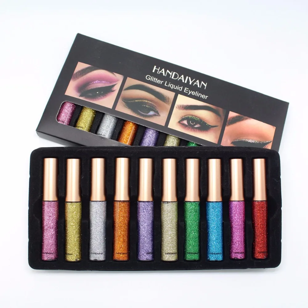 HANDAIYAN 10pcs/set Glitter Liquid Eyeliner Make Up Easy to Wear